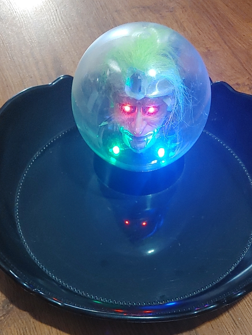 ✅$10 Add On Motion Activated Spooky Face Globe Candy Dish - Blue & Green